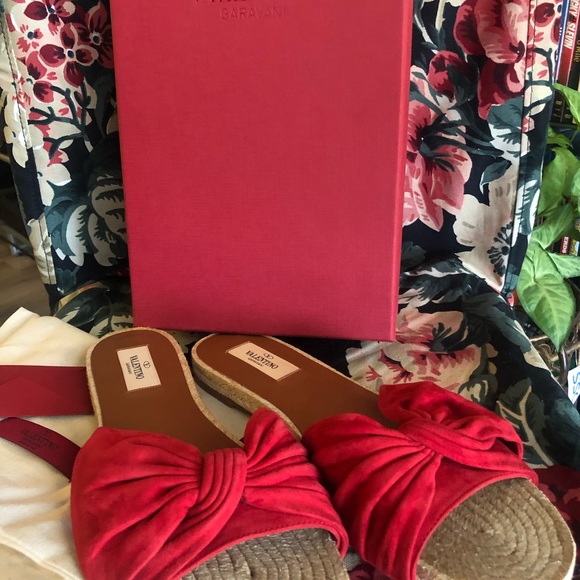 Valentino red espadrilles slides size 8-9 - Picture 3 of 4